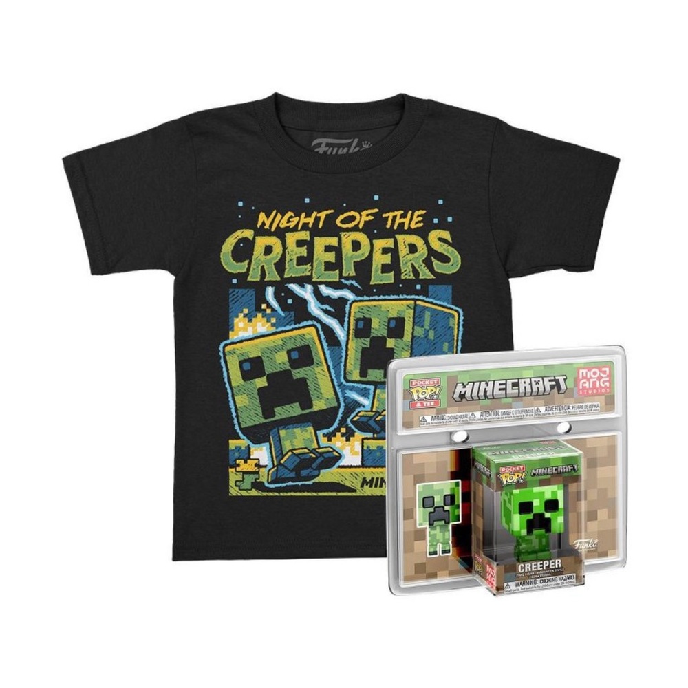 Kids' 2pk Minecraft Creeper Graphic T-Shirt with Funko Pop - L